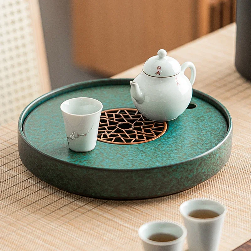 

Chinese Luxury Office Stone Tray Design Advanced Creative Afternoon Round Tray Modern Bedroom Plateau Marbre Trays Decorative