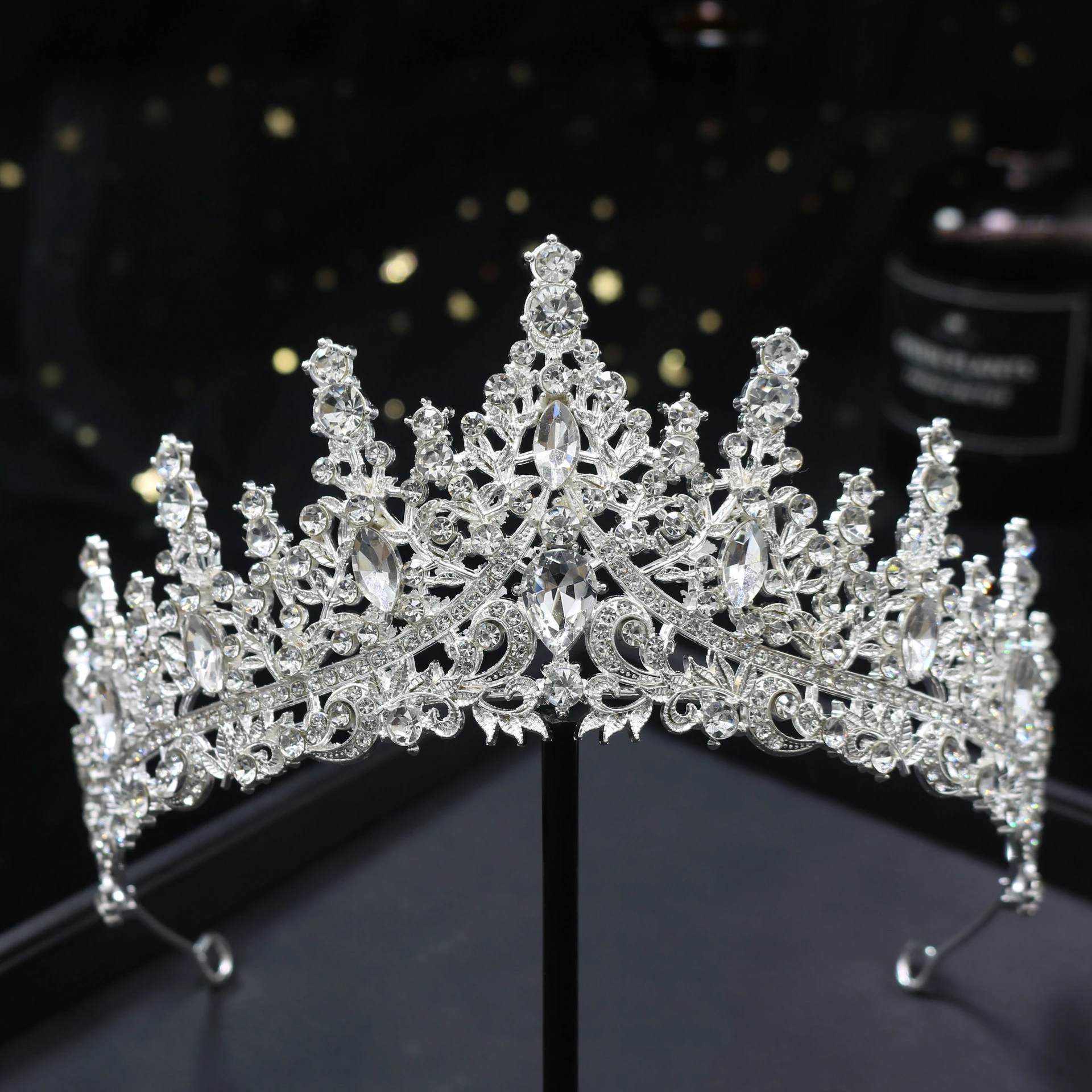 1pc Krone Braut Vintage Haar Bands Kristall Strass Handgemachte Haar Bands Krone Prinzessin Geburtstag Party Platte Kopfschmuck – Detail 14