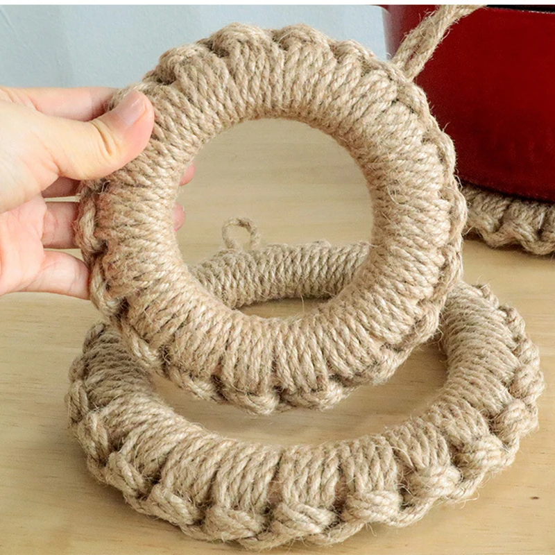 

Hand-woven Factory Twine Woven Pad Pan Ring Pan Cup Mat Insulated Pot Mat Primary Color Placemat