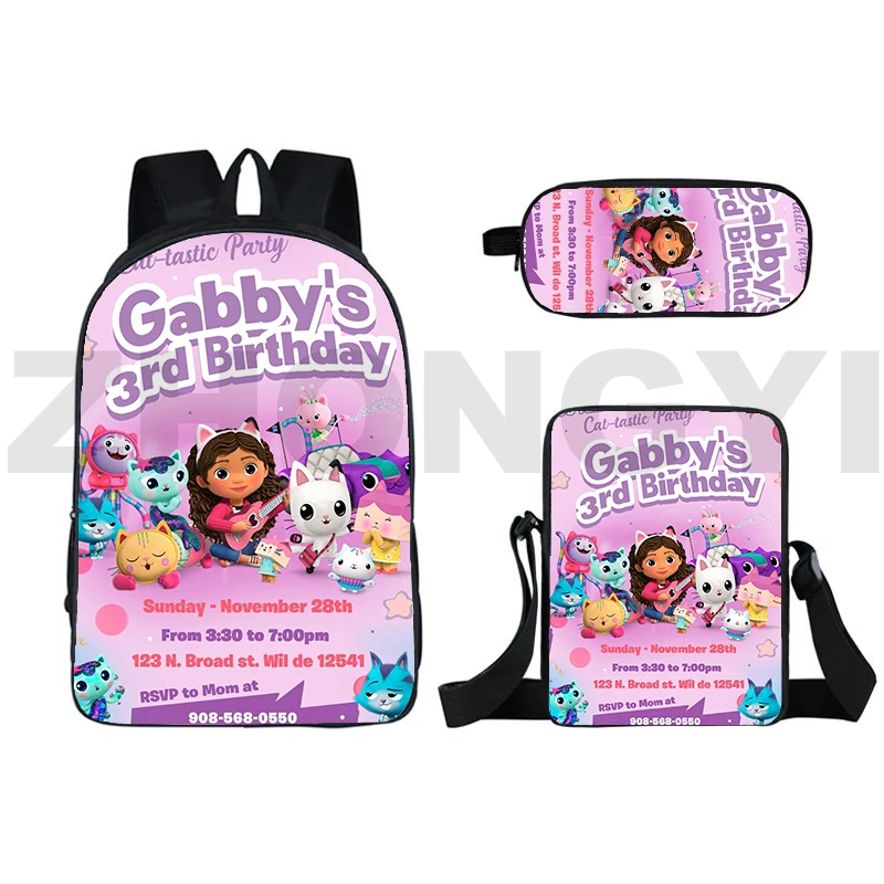 

Gabbys Dollhouse Backpack Set for Students 16 Inch Backpack 3D Anime Gabby's Doll House Back Pack Teenager Bag School Bagpack