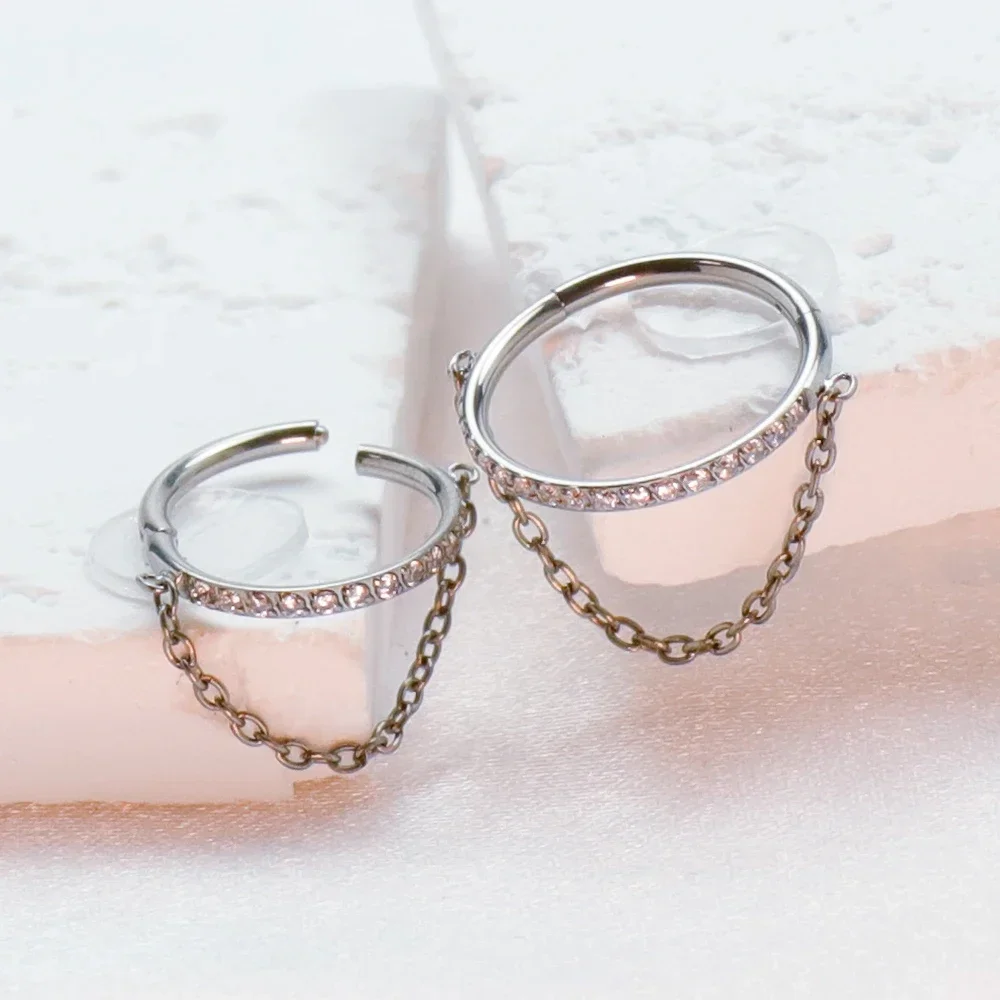 Titanium Piercing Septum Zircon Ear Tragus Cartilage Nose Rings Daith Helix Hoop Clicker Women Jewelry Girl Gift