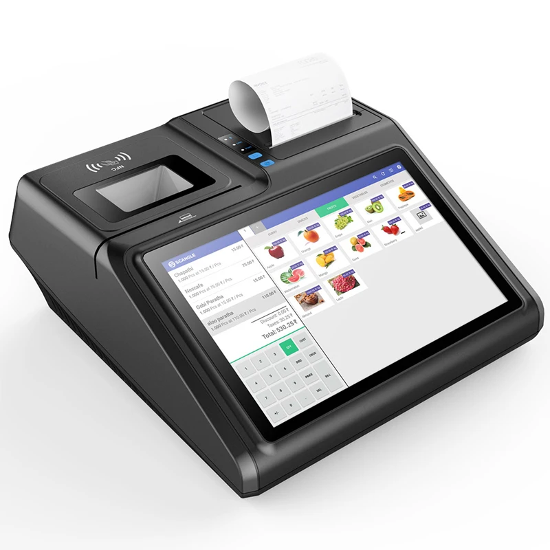 안드로이드 POS 터미널 프린터, 80mm 열전사 프린터, NFC 리더, VFD 디스플레이, 음식 메뉴 주문, 현금 등록기, 10.1 인치