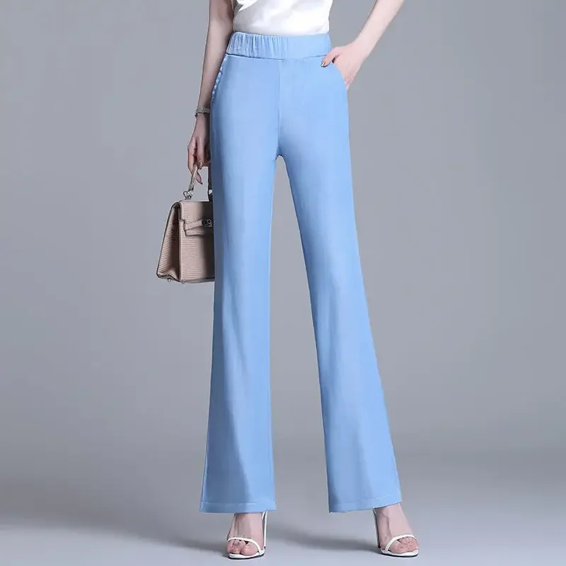 

2023 Autumn and Winter Women's High Waist Patchwork Pockets Sashes Slim Solid Color Fashion Casual Elegant Commuter Horn Pants