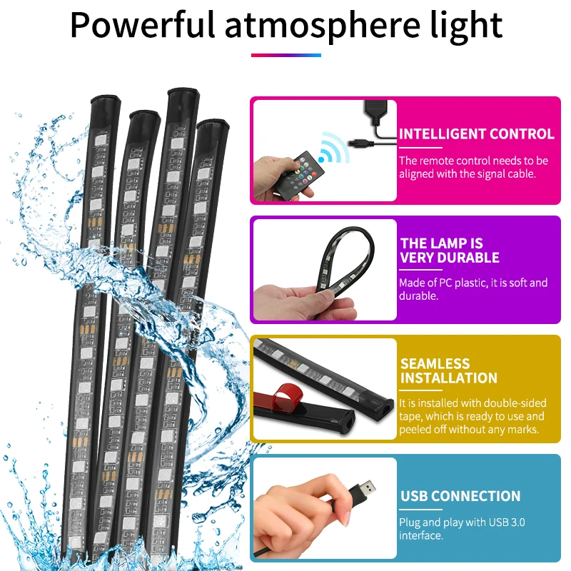Car Interior Atmosphere Neon Light LED Multi For bmw e46 e90 e60 f10 golf 7 4 6 tesla model 3 passat b6 audi a4 b8 fiat 500