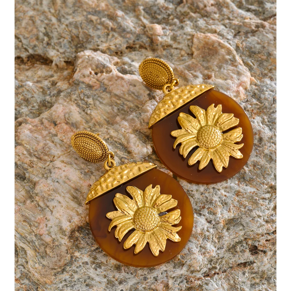 Ypup Dangle Earrings Golden Stainless Steel