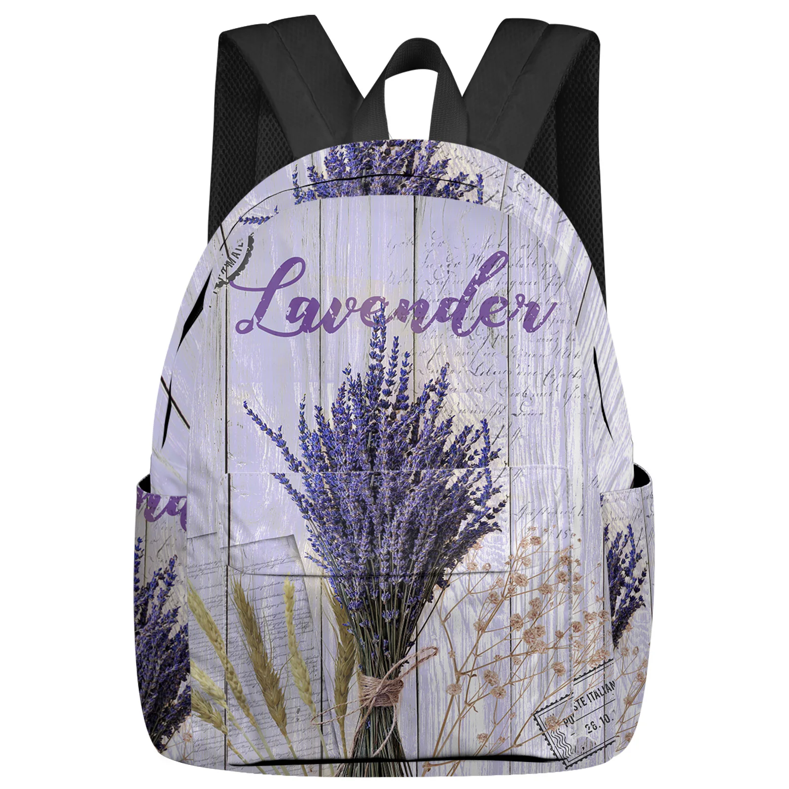

Винтажный рюкзак для мужчин и женщин, школьные ранцы с фиолетовым лавандовым цветком, под дерево, для ноутбука, дорожные сумки на заказ