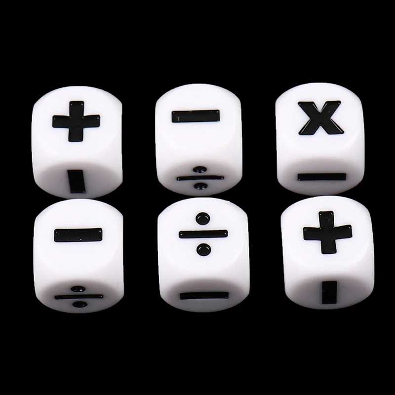 6pcs Addition Subtraction Multiplication Division Symbol Dice Operation Props 2