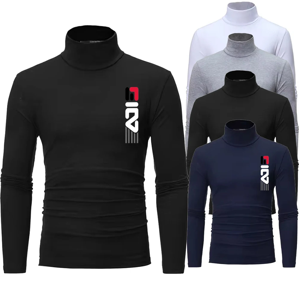 Warm underwear top Men's winter clothes Warm shirt Autumn men's winter tights high neck thin slim long-sleeved T-shirt