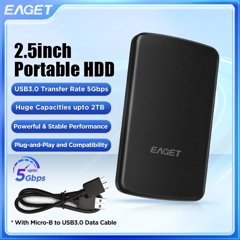 

EAGET G61 портативный жесткий диск 2,5 дюйма 5400 об/мин USB 3,0 жесткий диск 320 ГБ 500 ГБ 1 Тб внешний механический жесткий диск для ноутбука и настольного компьютера
