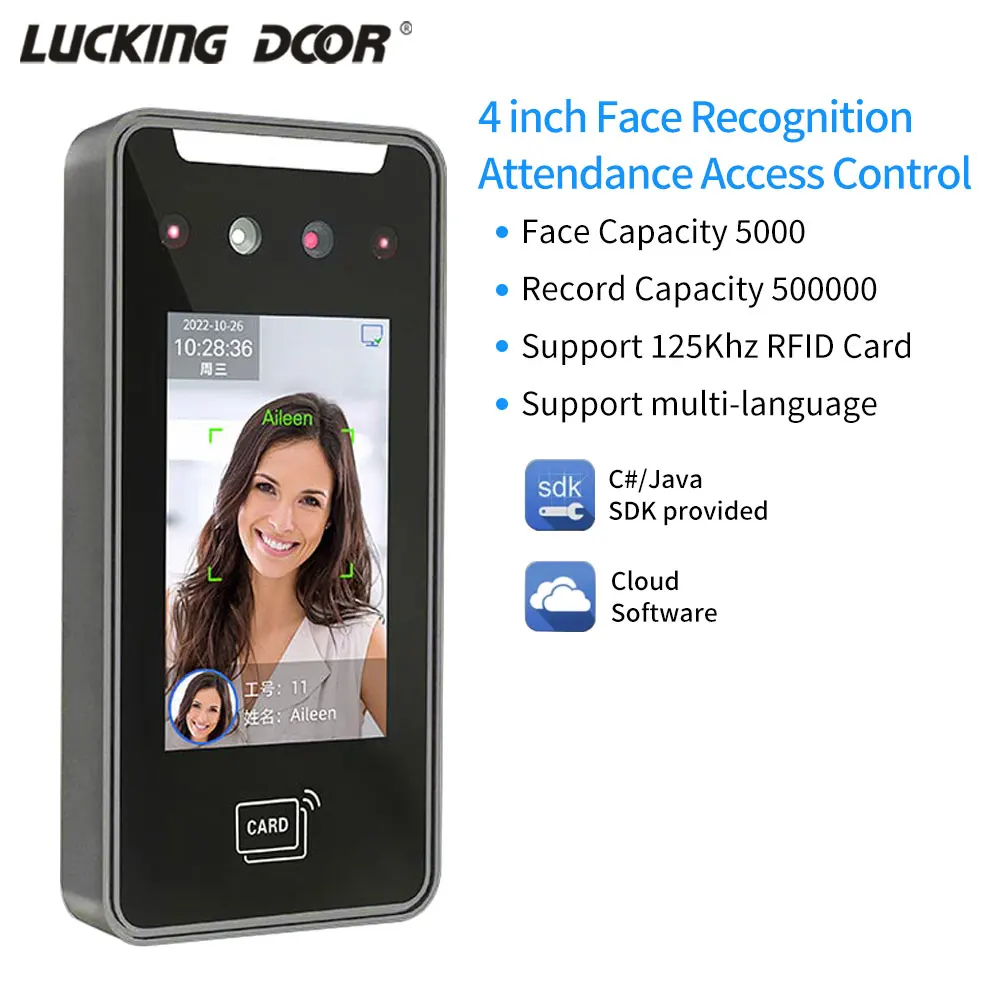 face recognition access control system,door access controller Multifunctional Tcp/Ip WIFI AI Face Time Attendance Recorder Access Control System Facial Recognition Free Software Cloud C# SDK