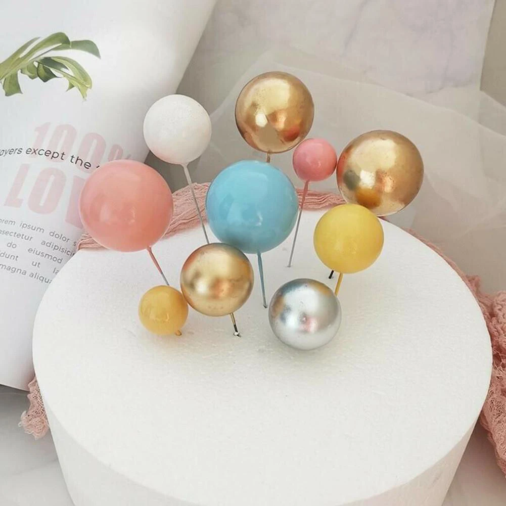 20 stücke Ball Für Kuchen Topper Geburtstag Neue 2/2,5/3/4 cm Weiß/gelb/schwarz/lila/rot Kuchen Topper Cupcake Topper Für Kuchen Dekor – Detail 10