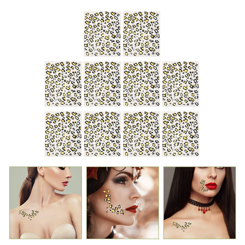 

10 Sheets Makeup Stickers Leopard Tattoo Tattoos Temporary Realistic Quick Hair Women Woman