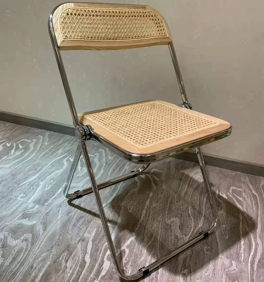 HighQuality Rattan Folding Chair Stainless Steel Imported Noodles Medieval Italian Design Clothing Store Photo B&B Inson sale