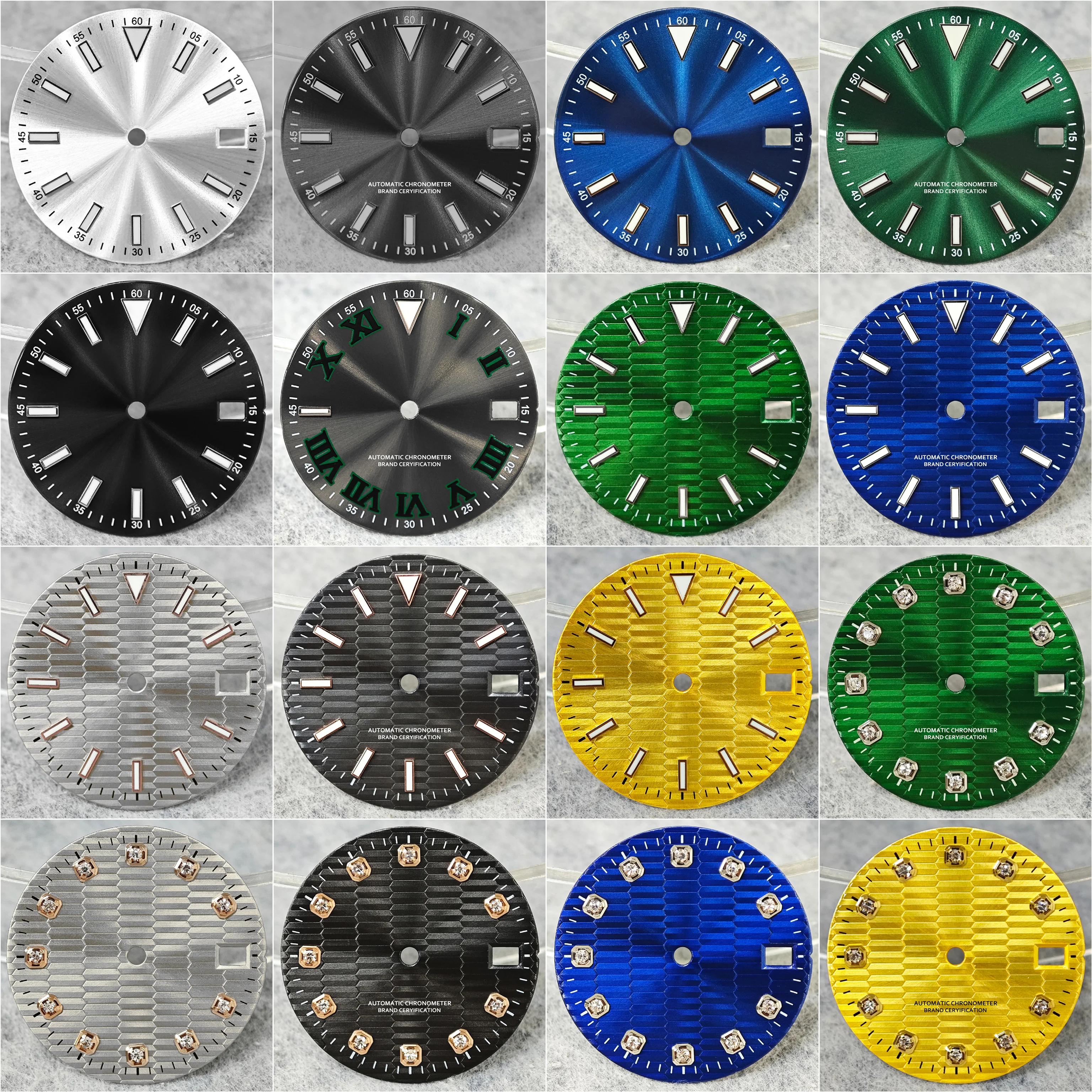 Green Luminous High-Quality Watch Face for Date Series, 28.5mm Dial