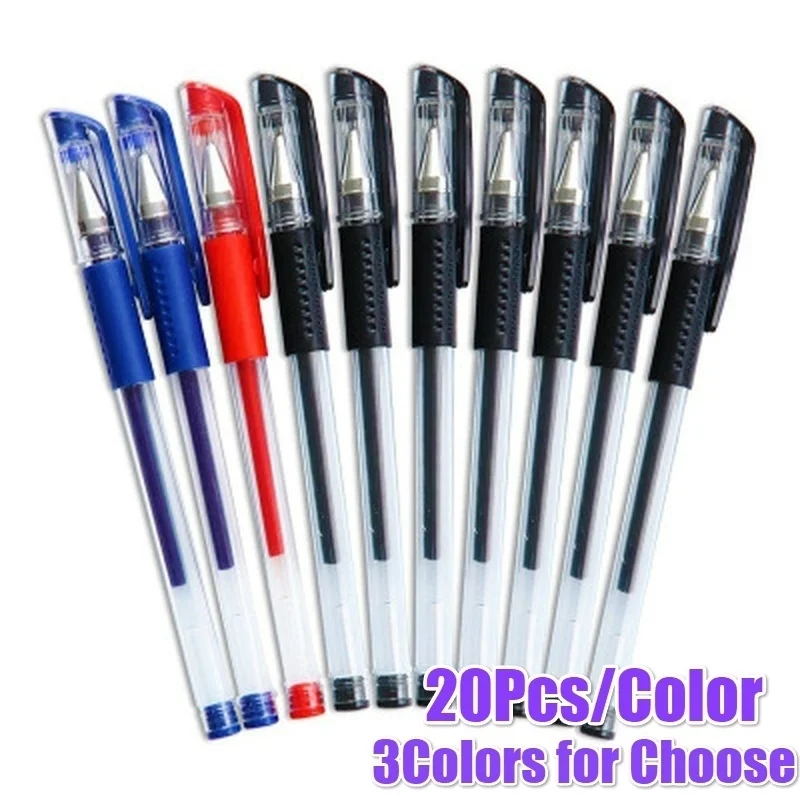 

100PCS Student Gel Pen Office Stationery and School Supplies Smooth Writing Black Blue and Red Ink 0.5mm Pen
