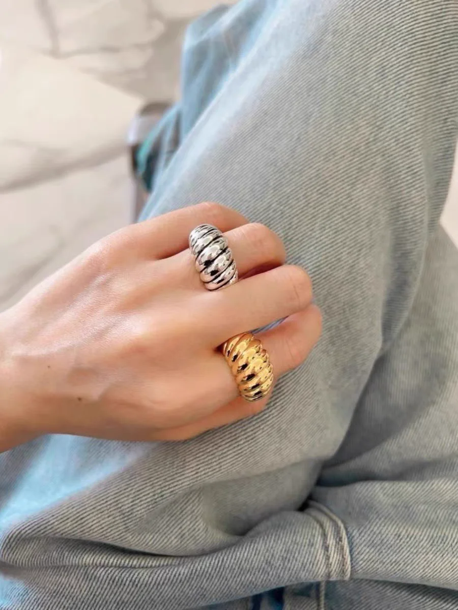 

Brass Waved Stackable Solid Rings Women Jewelry Punk Designer Club Cocktail Party Boho Japan Korean