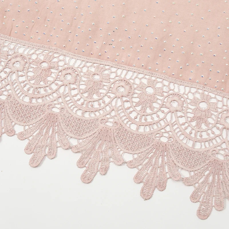 Fashion Cotton Embroidery Hijabs Scarf Big Size Shawls Women Lace Pearls Headscarf Wraps Muslim Headband Turbans Femme Bandana 3