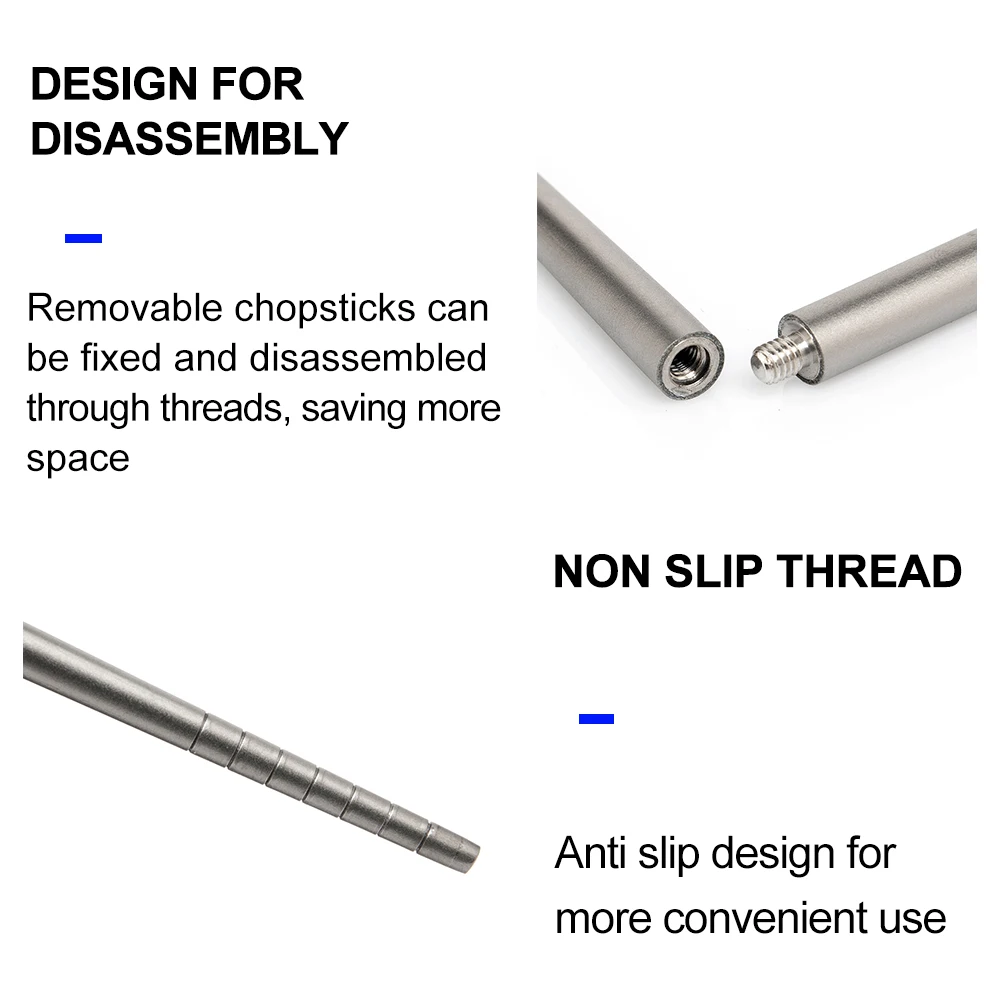 Camping Titanium Chopsticks Detachable Tableware Hiking Traveling Picnic Equipment Supplies Dinnerware