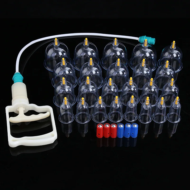 12/24Pcs Jar Vacuum Cupping Therapy Set with Hand Pump Anti Cellulite Massage Tool for Back Shoulder Leg Pain Relief