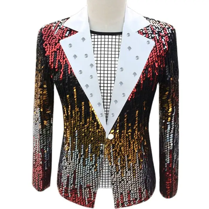 Chaqueta De Lentejuelas Para Hombre – Blazer Brillante De Manga Larga, Ideal Para Fiestas, Carnaval Y Noche