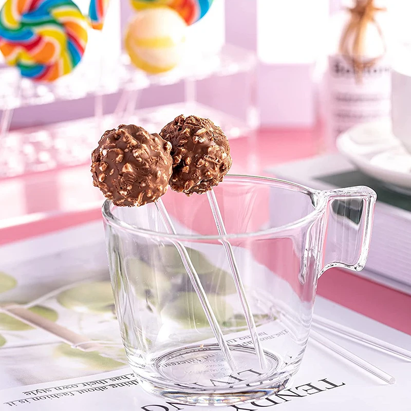 100PCS Acrylic Lollipop Sticks for Making Lollipops Cake Pop Clear Sticks Transparent Dessert Chocolate Kitchen Dining Bar acrylic lollipop sticks
