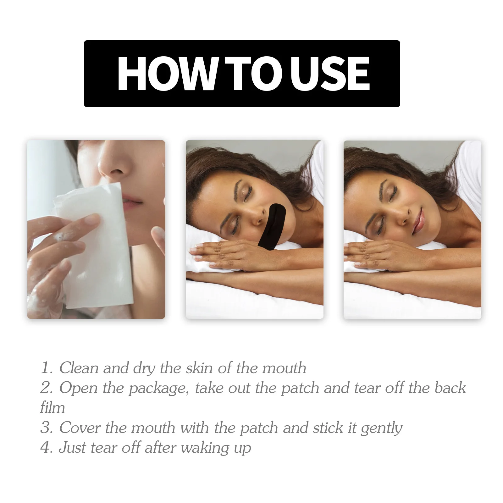 30pcs/Bag Mouth Tape for Sleep Anti Snoring Mouth Strips Allergenic Medical Grade Nose Breathing Strips Reduce Mouth Dryness 3
