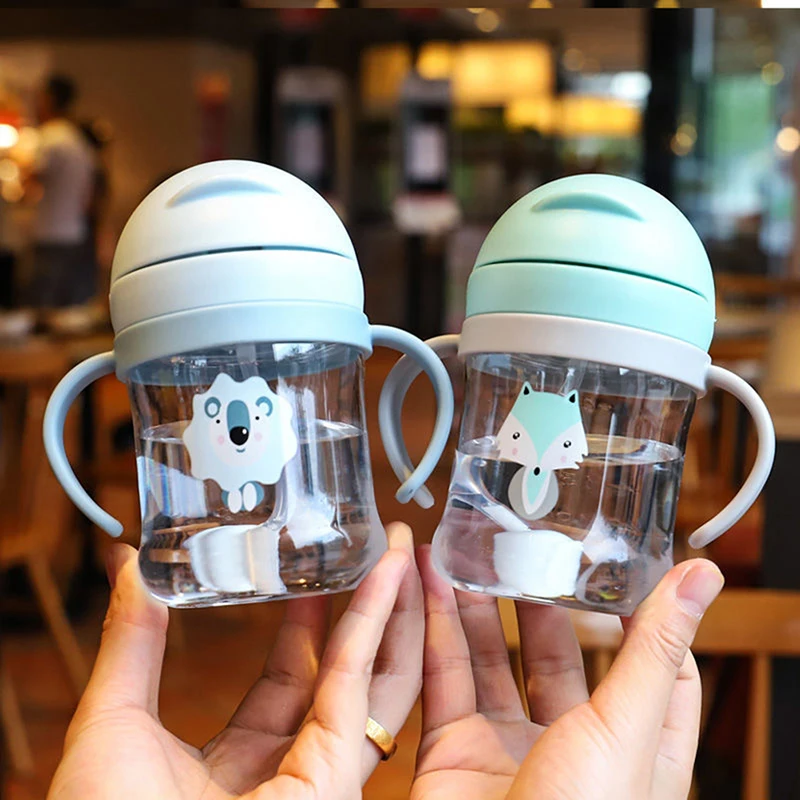 

250ml Baby Sippy Water Cup Kid Handle Learn Feeding Drinking Bottle Anti-choking with Gravity Ball Kids Training Cup with Straw