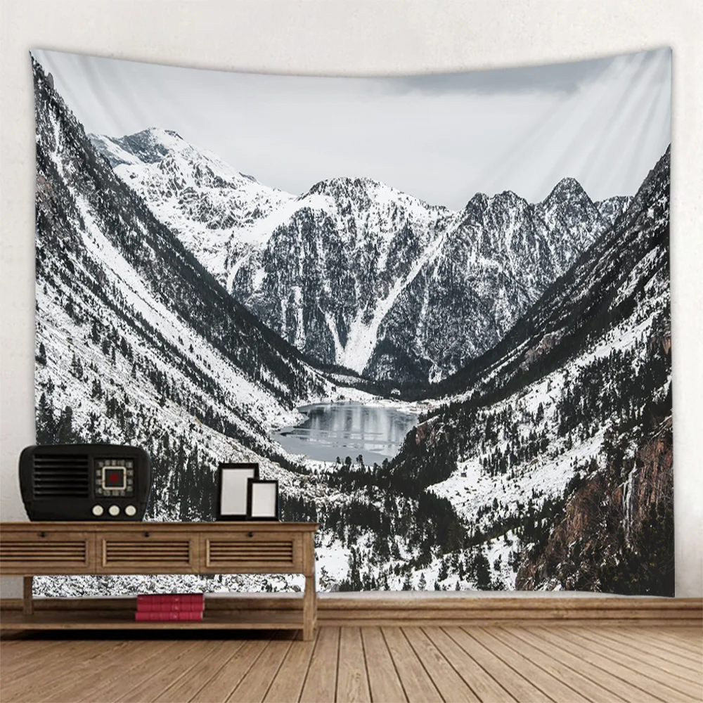 Natural landscape tapestry, living room, bedroom, wall hanging cloth, flowers, forest, seaside, Bohemia, hippie, wall decoration