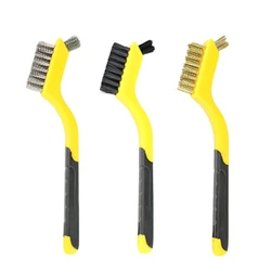 Multi - Purpose Curved Handle Wire Brush Set with Nylon, Brass, and Stainless Steel Bristles for Deep Cleaning and Scrubbing (SET B)