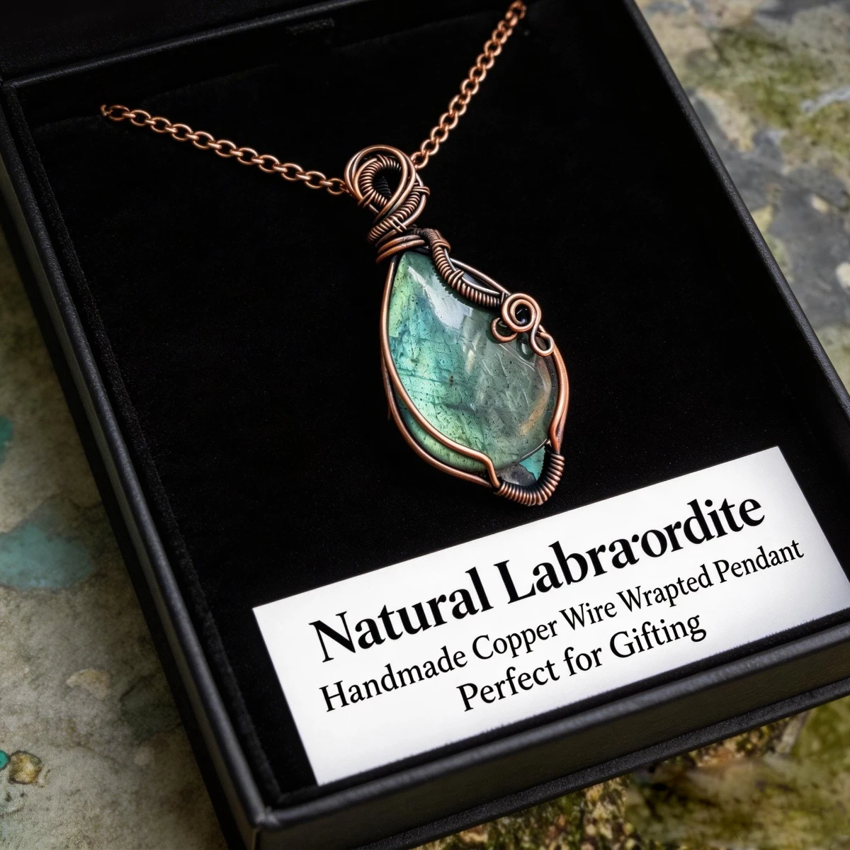 Mystic Labradorite Wire-Wrapped Pendant Necklace Sc1a16d018a734df78d81ae658cedaefbw