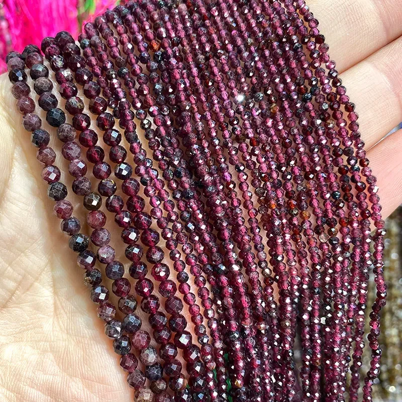 주얼리 제작용 천연석 비즈, 녹색, 적색, Zoisite, 둥근 느슨한 스페이서 비즈, DIY 팔찌 목걸이, 도매