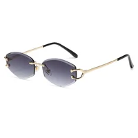 Fashionable Men Frameless Sunglasses Multi-Color High-End Metal Women Neutral Style Street Sun Glasses Uv400