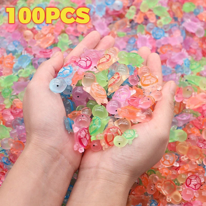 Resin Ornaments 20/50/100PCS Mini Luminous Turtle Home Decor Landscaping Glowing Turtle Garden Fish Tank Mini Ornaments