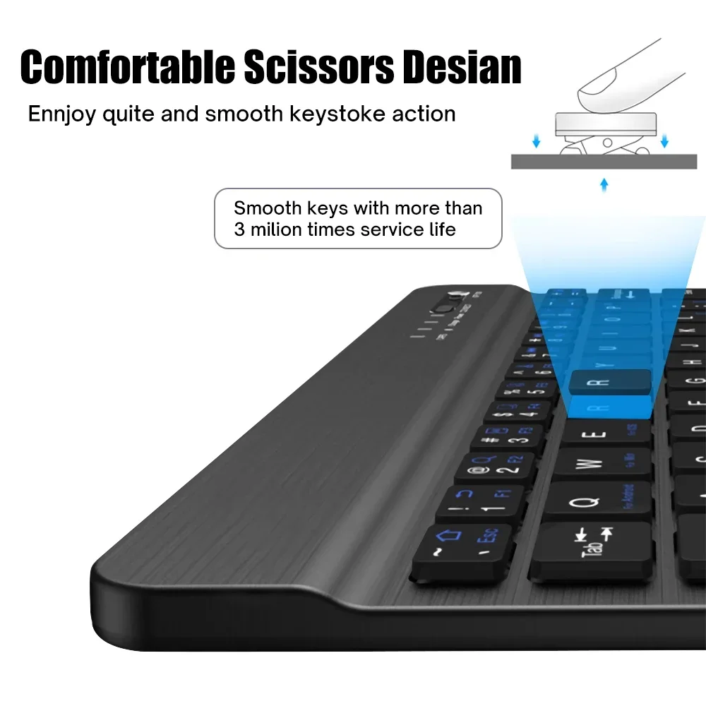 Wireless Keyboard Rechargeable Bluetooth Keyboard with Mouse for Tablet 10-13 inch iPad Huawei Samsung Xiaomi Pad