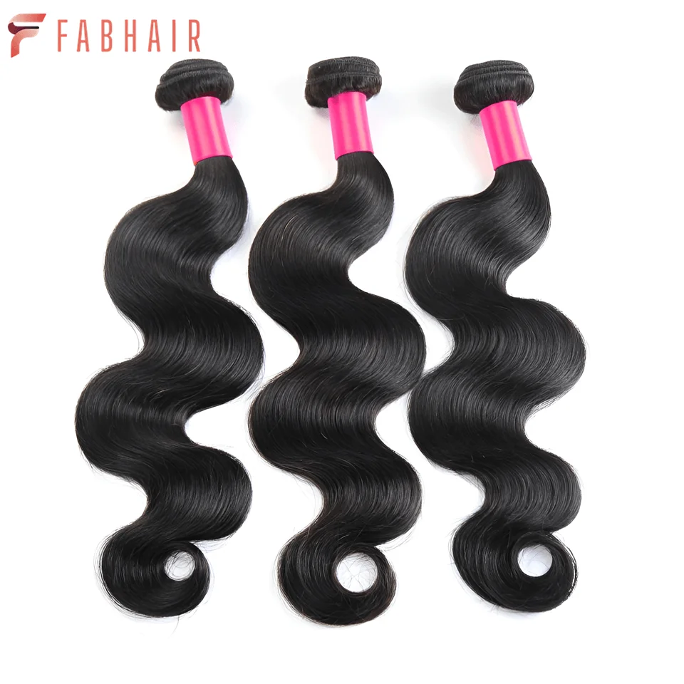 

FABHAIR Peruvian Body Wave Bundles Remy Human Hair Extensions Natural Color Machine Double Weft 3 Or 4 Bundle Deals Body Wave