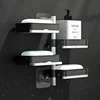 Rotary soap box Soap box perforation-free wall mounted drain storage rack multi-function dry and wet separation 1