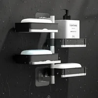 Rotary soap box Soap box perforation-free wall mounted drain storage rack multi-function dry and wet separation 1
