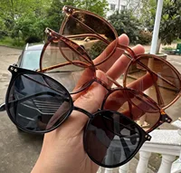 2 paires par ensemble petites lunettes de soleil rondes femmes mignon maigre oeil de chat lunettes hommes Vintage étroit Cateye lunettes de soleil ensemble 3