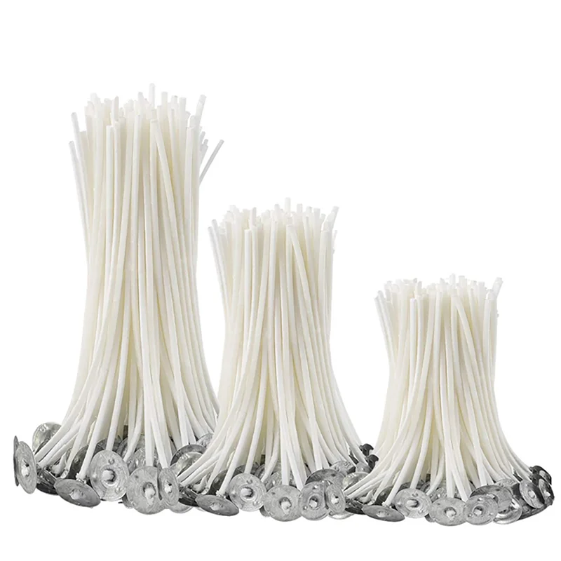 100pcs Candle Wicks 8 inch Cotton Core Candle Making Supplies Pre-tabbed, Size: 8/20cm, White