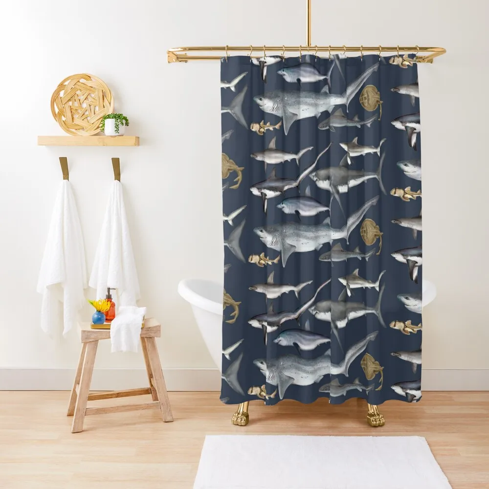 Sharks, sharks, eveywhere sharks Shower Curtain Luxury Bathroom Shower Curtain Curtain For Bathroom Shower