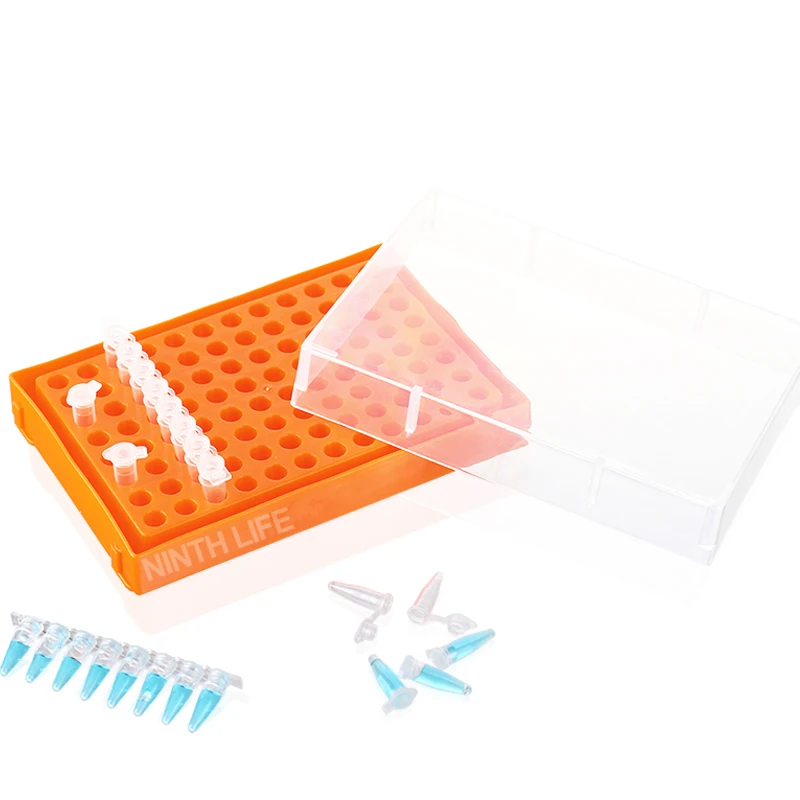 5Pcs 96-Holes PCR Tube Rack 0.2ml Centrifuge Tube Box With Transparent Lid plastic Storage Box Lab PP tube Storage Rack