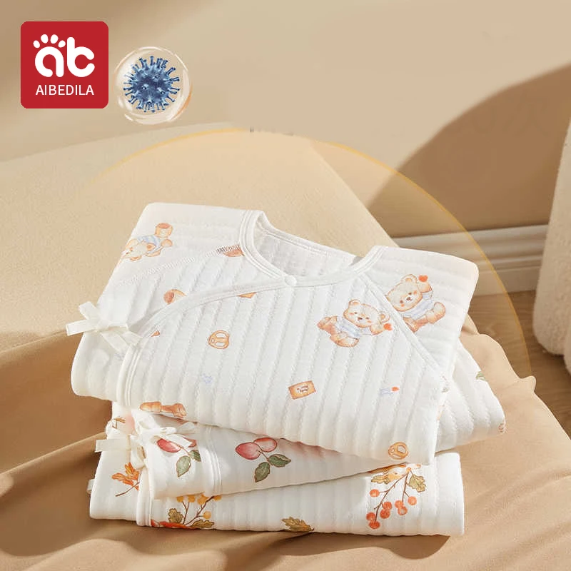 AIBEDILA Baby Girl Long Sleeve T Shirt Cotton Autumn Winter Animal Print Hospital Newborn Clothing 0-3 Months Baby Boy Tops