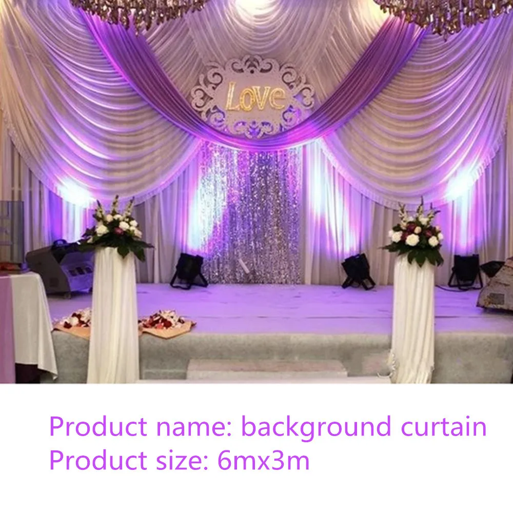 

3mx6m Simple White Ice Silk Party Curtain Wedding Event Backdrops for Stage Birthday Decor Backdrop Curtain Wedding Decoration