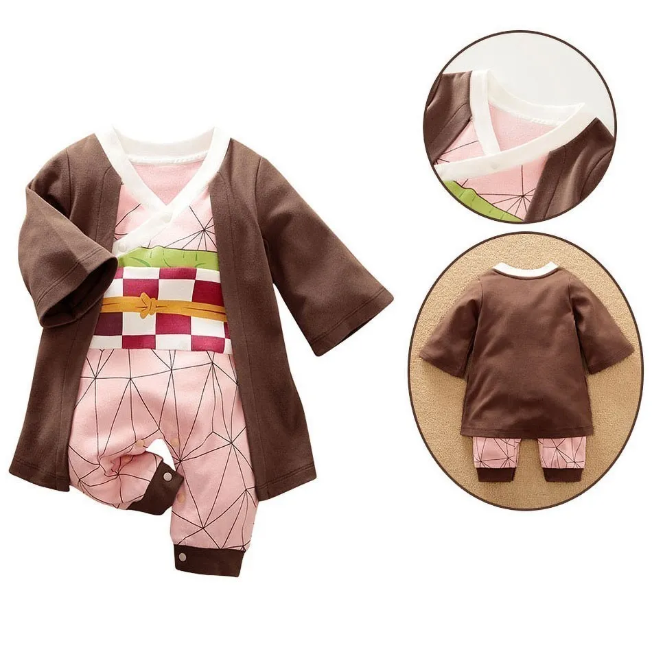Demon Slayer Costume Baby Clothes Kids Cartoon Anime Romper Boy Girl Chrismats Halloween Baby Cosplay Colthes Children Overalls 4