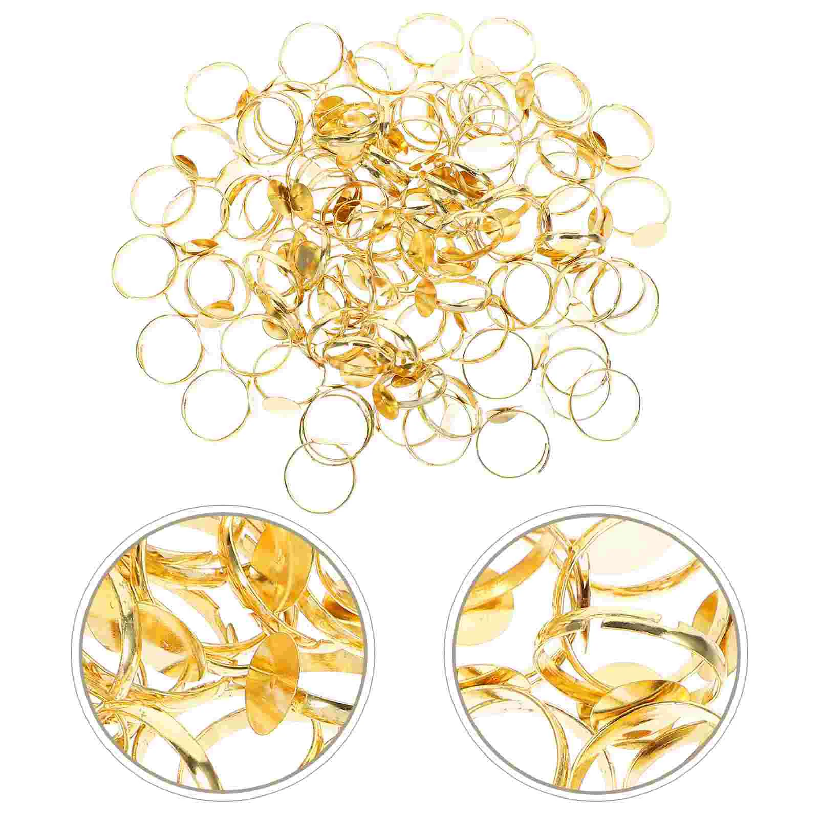 

100 Pcs Adjustable Ring Holder Finger Base Rings Parts Blanks for Jewelry Making Bezel DIY Alloy Trinket Tray