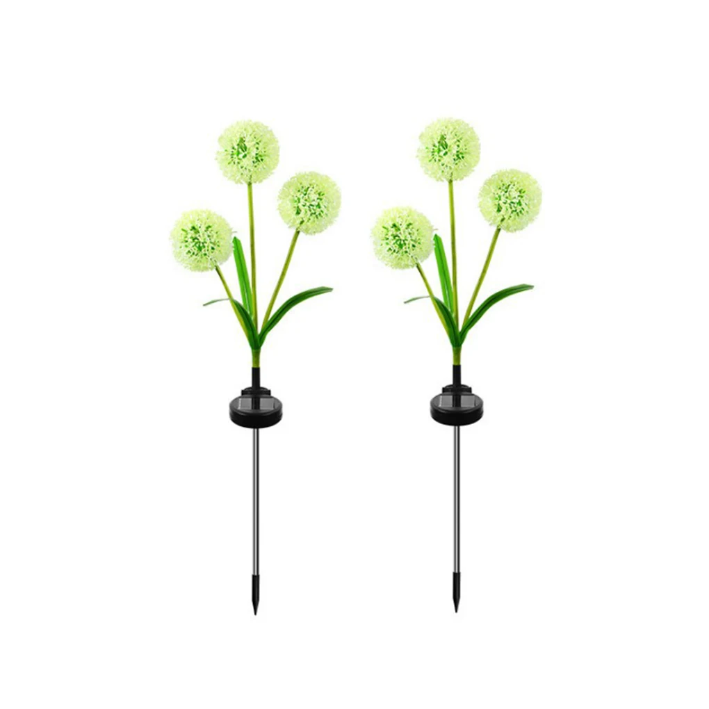 

2 Pieces LED Solar Lights Garden Stake Artificial Flower Decorative Waterproof 3 Heads Lamp Lighting Party Decor