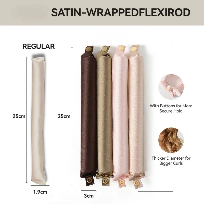3/4pcs Heatless Hair Curlers Satin Curling Rod Headband No Heat Silk Curls Lazy Hair Rollers Soft Curler In Styling Tools
