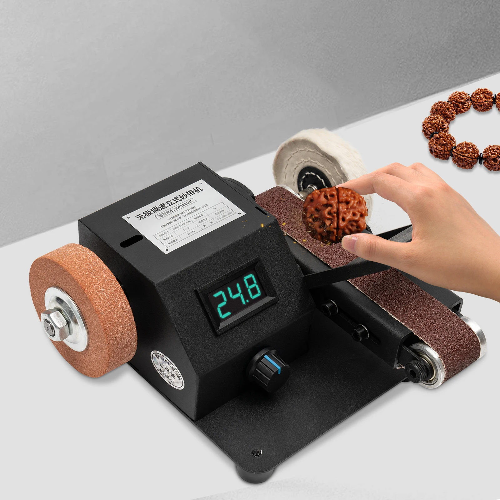 Electric Mini Belt Sander DIY 350W for Knife Making Upgrade Knife Sharpening with 10PCS Abrasive Belt 6