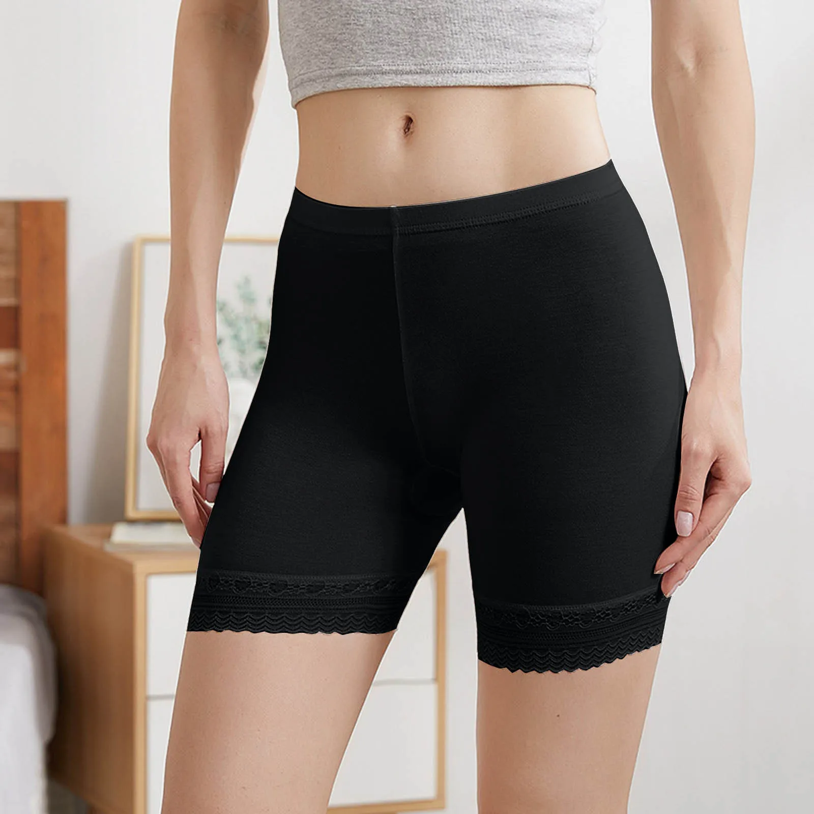 Safety Shorts Women Under Dresses Underwear Lace Stretch Cotton Contracted Abdomen Leggings
