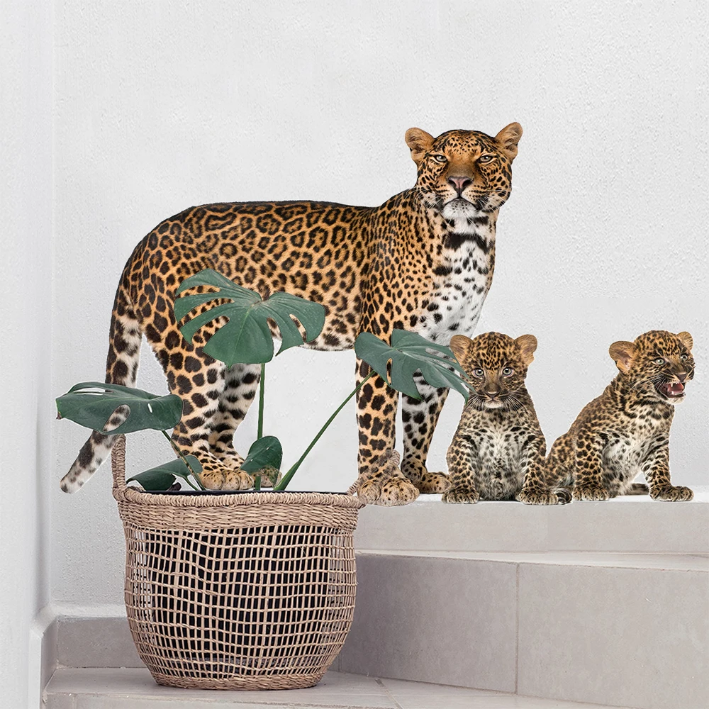 3D Animal Elephant Tiger Leopard Lion Wall Decal Children's Baby Room Self adhesive Waterproof Wallpaper Living Room Wall Decal wall stickers,wall sticker